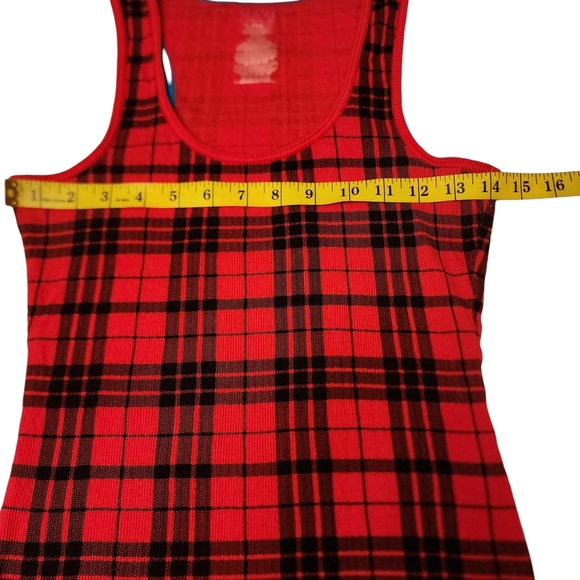 Max Rave Red Plaid Racerback Tank Top - Picture 6 of 8